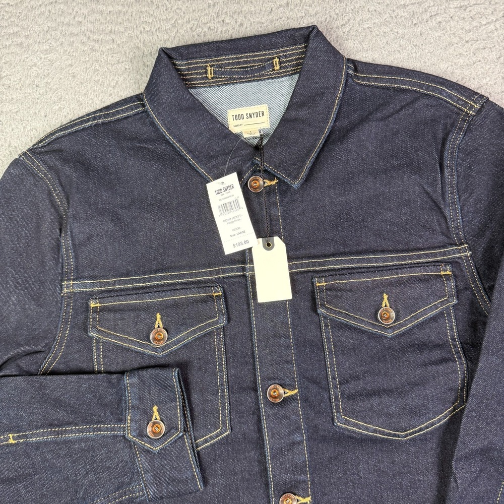 Todd Snyder Denim Jacket Mens Large Indigo Rinse Dark Blue Trucker Pockets NEW